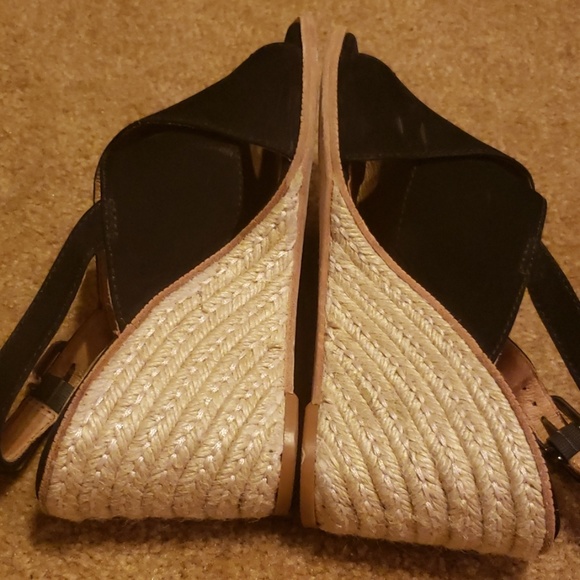 Antonio Melani Black Suede Wedge Sandals - Picture 2 of 8